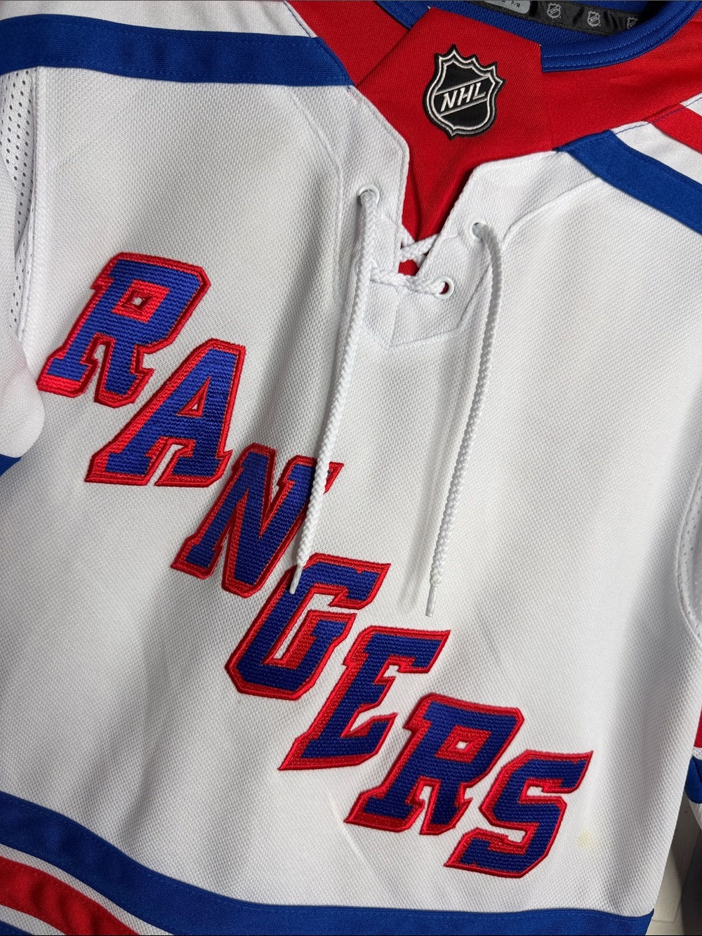 NHL Rangers White Blue Red Official Licensed Jersey Patch Detail